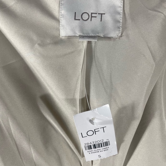 LOFT Lilac Wool Blend Pea Coat Jacket Herringbone Asymmetric Zip Pockets Size S - Picture 11 of 13